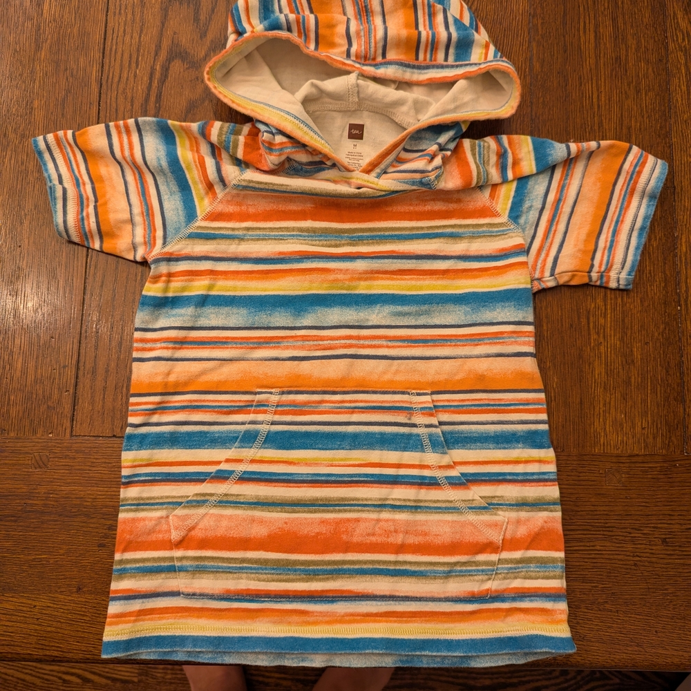 Tea Collection Orange and Blue Striped Hoodie